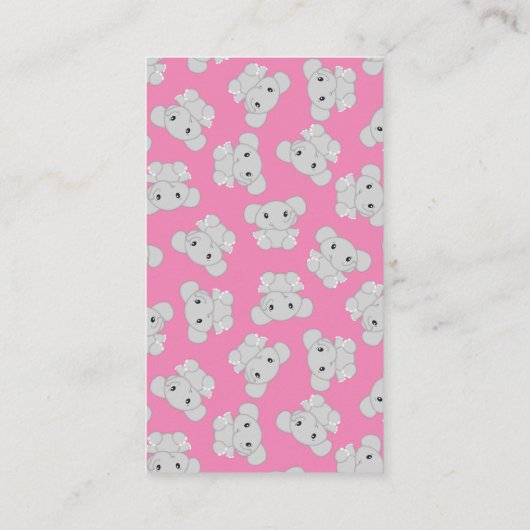 Roze olifant Baby shower Informatiekaartje (Achterkant)