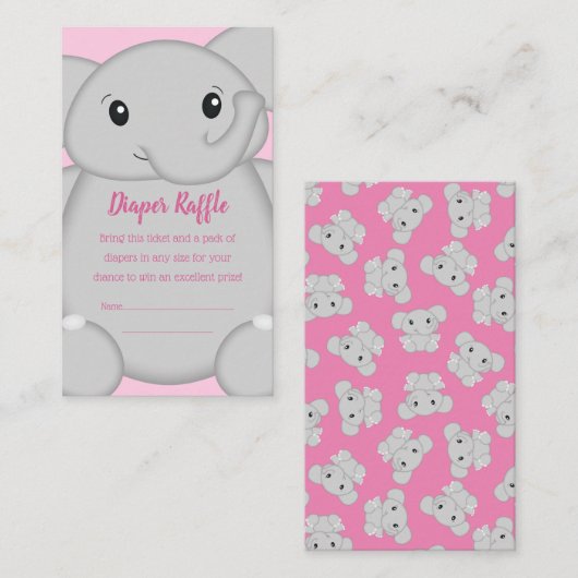 Roze olifant Baby shower Informatiekaartje (Voorkant / Achterkant)