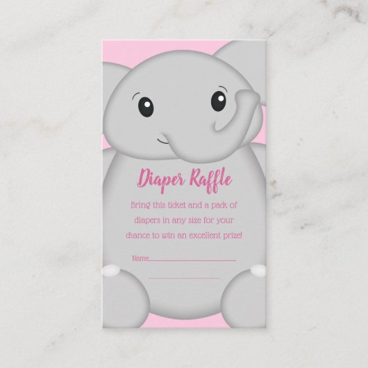 Roze olifant Baby shower Informatiekaartje (Voorkant)