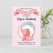 Roze olifant Baby shower Kaart (Staand voorkant)
