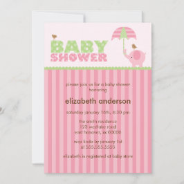 Roze olifant Baby shower Kaart