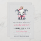 Roze Olifant Baby Shower Kaart (Voorkant / Achterkant)