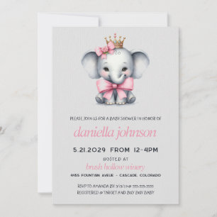 Roze olifant Baby shower Kaart
