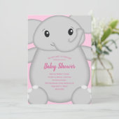 Roze olifant Baby shower Kaart (Staand voorkant)