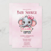 Roze olifant Baby shower Kaart (Voorkant / Achterkant)