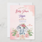 Roze olifant Baby shower Kaart (Voorkant)