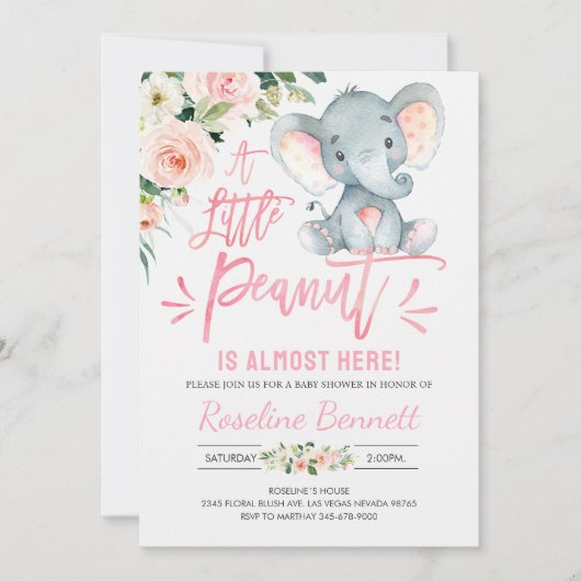 Roze olifant Baby shower Kaart (Voorkant)