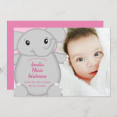 Roze olifant Baby shower Kaart (Voorkant / Achterkant)