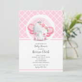 Roze olifant Baby shower Kaart (Staand voorkant)