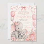 Roze Olifant Baby Shower Kaart (Voorkant)
