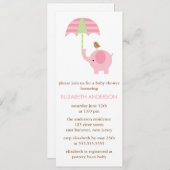 Roze olifant Baby shower Kaart (Voorkant / Achterkant)