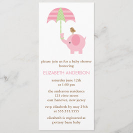 Roze olifant Baby shower Kaart
