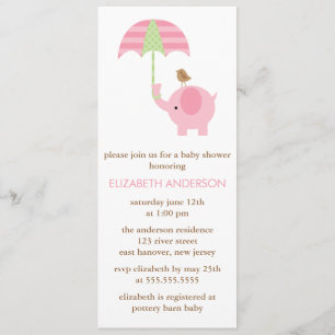 Roze olifant Baby shower Kaart