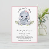 Roze olifant Baby shower Kaart (Staand voorkant)