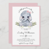 Roze olifant Baby shower Kaart (Voorkant / Achterkant)