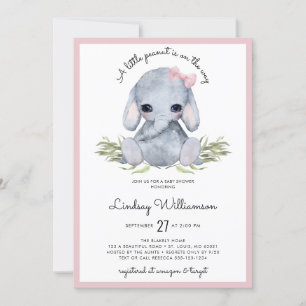 Roze olifant Baby shower Kaart
