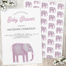 Roze olifant Baby shower Kaart