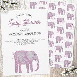 Roze olifant Baby shower Kaart