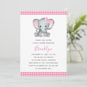 Roze olifant Baby shower Kaart (Staand voorkant)