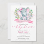 Roze olifant Baby shower Kaart (Voorkant)