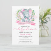 Roze olifant Baby shower Kaart (Staand voorkant)