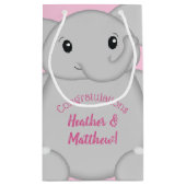 Roze olifant Baby shower Klein Cadeauzakje (Achterkant)
