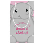 Roze olifant Baby shower Klein Cadeauzakje (Voorkant)