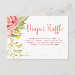 Roze Olifant Baby shower Luier Raffle kaart