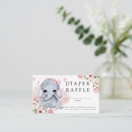 Roze olifant Baby shower Luierspoeling Informatiekaartje (Staand voorkant)
