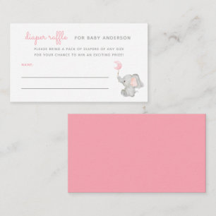 Roze olifant Baby shower Luierspoeling Informatiekaartje