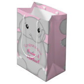 Roze olifant Baby shower Medium Cadeauzakje (Voorkant Gekanteld)