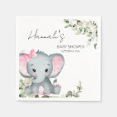 Roze Olifant Baby shower Meisje Servet (Voorkant)