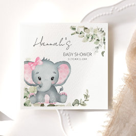 Roze Olifant Baby shower Meisje Servet