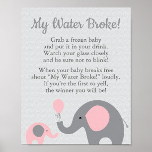 Roze olifant Baby shower Mijn bord voor de Broke S Poster