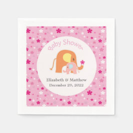 Roze olifant Baby shower Napkin Servetten