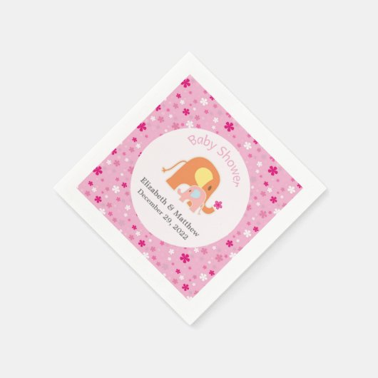 Roze olifant Baby shower Napkin Servetten (Hoek)