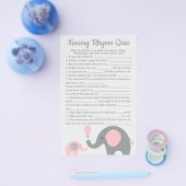 Roze olifant Baby shower Nursery Rhyme Quiz Game Flyer (Enkel)