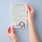 Roze olifant Baby shower Nursery Rhyme Quiz Game Flyer (Hand)