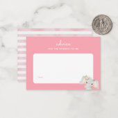 Roze Olifant Baby Shower Ouderlijk Advies Notitiekaartje (Voorkant / Achterkant in situ)