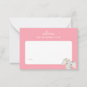 Roze Olifant Baby Shower Ouderlijk Advies Notitiekaartje (Voorkant)