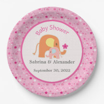 Roze olifant Baby shower Papier Bord