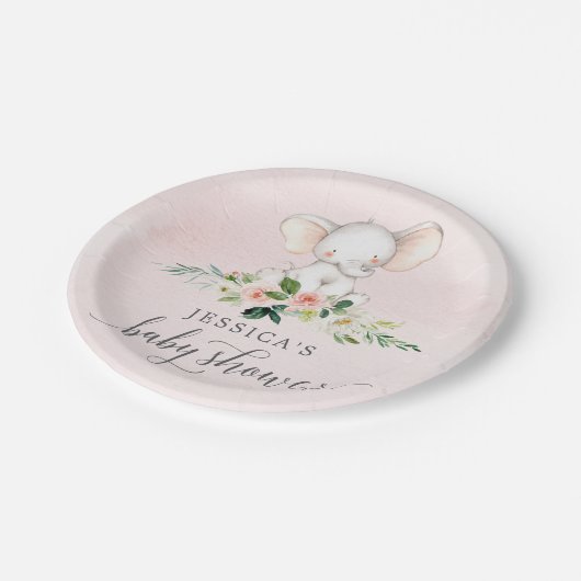 Roze Olifant Baby shower Papier Bord (Gekanteld)