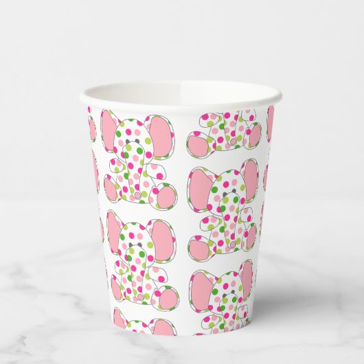 Roze olifant Baby shower Papieren Bekers (Links)