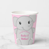 Roze olifant Baby shower Papieren Bekers (Achterkant)
