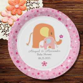 Roze Olifant Baby Shower Papieren Bord