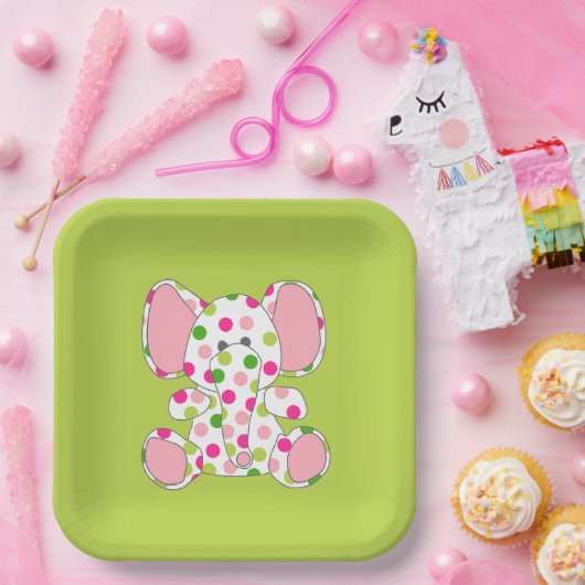 Roze olifant Baby shower Papieren Bordje (Feest)