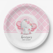 Roze olifant Baby shower Papieren Bordje (Voorkant)