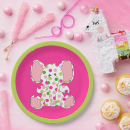 Roze olifant Baby shower Papieren Bordje