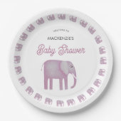 Roze olifant Baby shower Papieren Bordje (Voorkant)