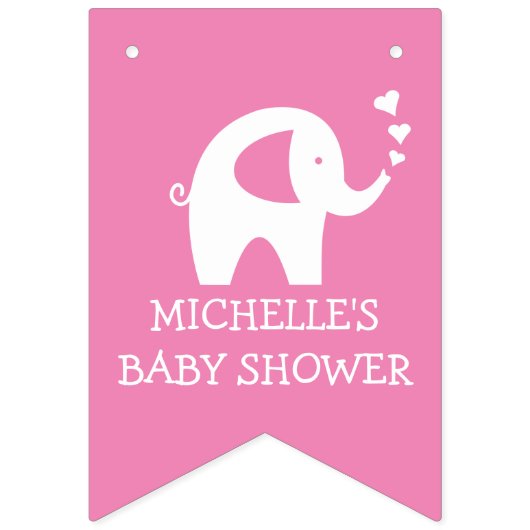 Roze olifant baby shower partij bundel banner (Derde vlag)